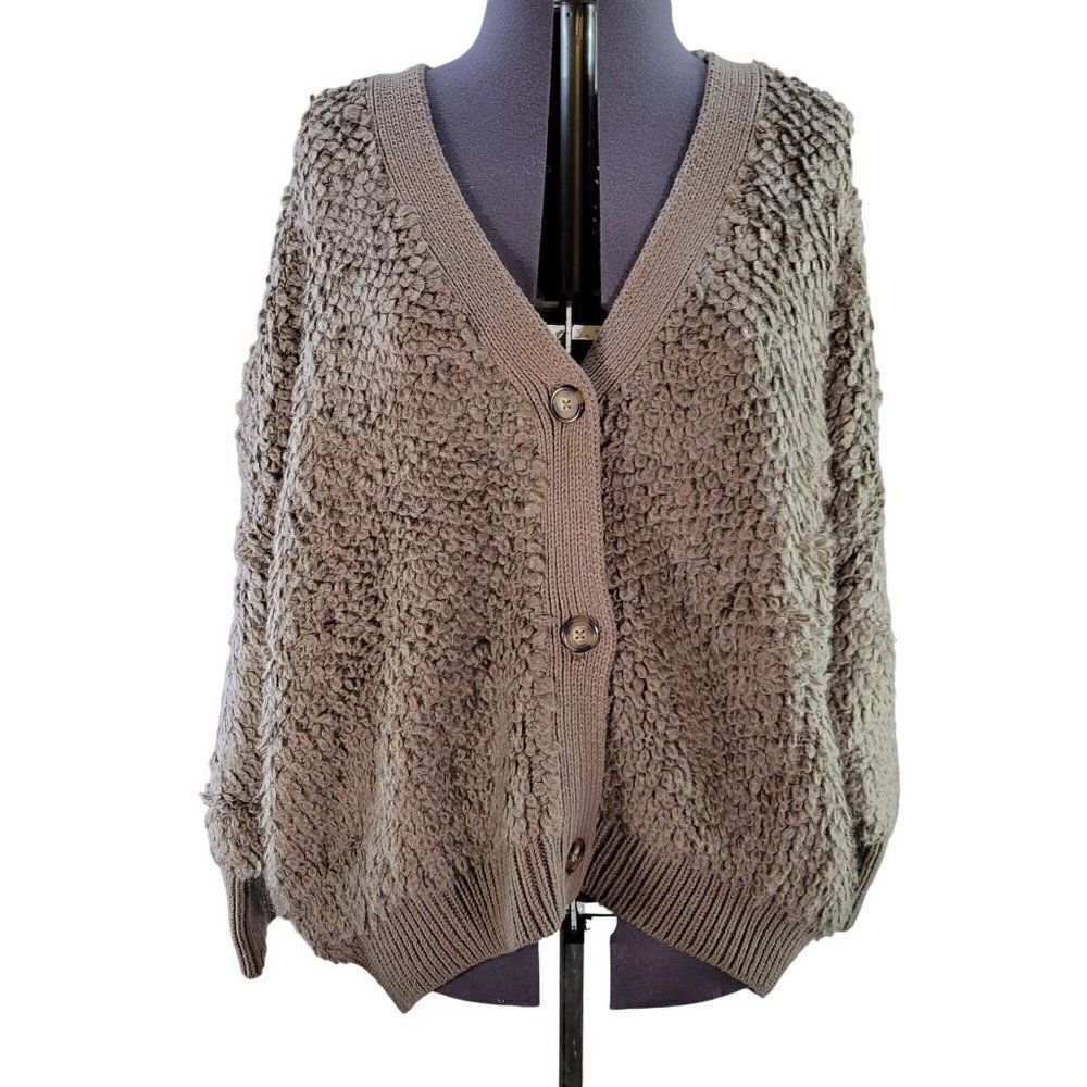 A New Day Brown Open-Knit Cardigan Sz 2X